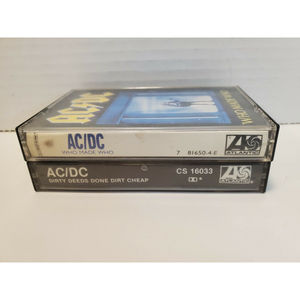 Vintage Lot of 2 AC/DC Cassette Tapes Hard Rock Heavy Dirty Deeds Who Made Who